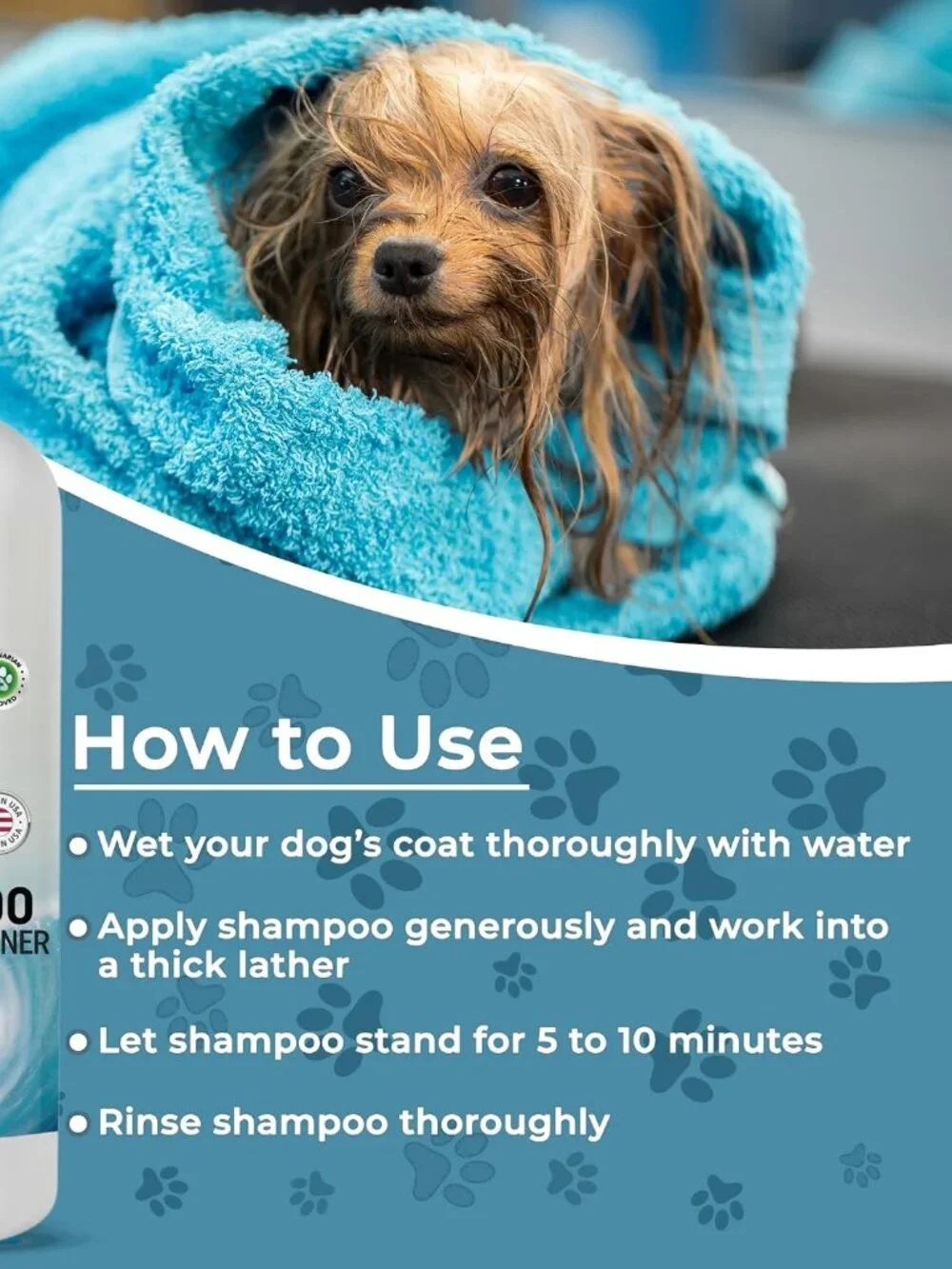 4-IN-1 DOG SHAMPOO: Effectively cleans, conditions, detangles, and moisturizes